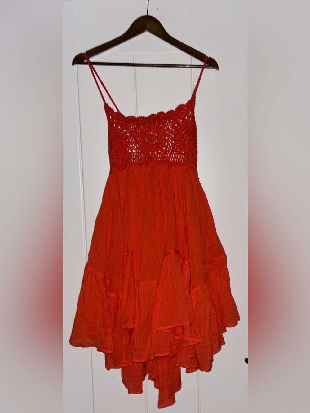 Free People Free-est Sandoll Crochet Knit Cotton Mini Dress Women L NEW Festival